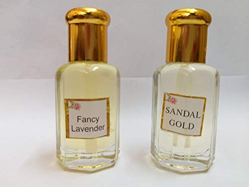 Концентриран Парфюмерное масло Dimraj Creations Sandal (Chandan) и Fancy Lavender Attar/Иттар - 10 + 10 мл с аромат на сандалово дърво