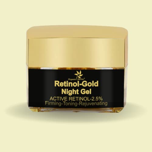 Нощен гел Organic Herbs Retinol Gold с ретинол 2,5% гел с ретинол, масло от Жожоба, Екстракт от чай, Нощен крем с витамин