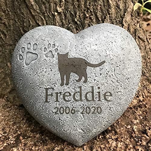 LAGGATTS Персонализирани Мемориален Камък за Домашни любимци, за Кучета Или Котки, Изработени по Поръчка на Градински Камъни За Обозначаване