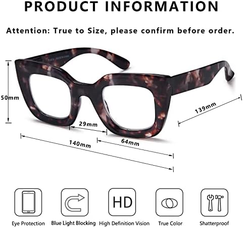 Очила за четене DUMOK за Жени, Блокиране на Синя Светлина, 3 опаковки на Очила за четене, Модерен Котешко Око, Защита От Пренапрежение на очите