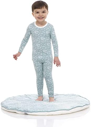 Пижамный Комплект с принтом KicKee Pants и Тениска с дълъг Ръкав, Супер Мека Облегающая Пижами за малки деца