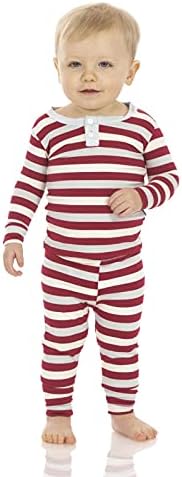 Пижамный Комплект с принтом KicKee Pants, Дълъг Ръкав, Пижама Копчета Хенли, Супер Мека Пижама за малки деца