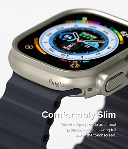 Тънък калъф Ringke, съвместим с Apple Watch Ultra [Прозрачен и титаново сиво] + Стъклена защитно фолио за екрана, която е съвместима