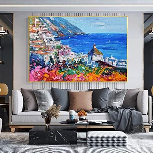 WDFFFE Ръчно рисувани Цветни Океанските цветя Гъста Пейзаж на Красивия пейзаж с маслени Бои Подходящи (Цвят: D, Размер: