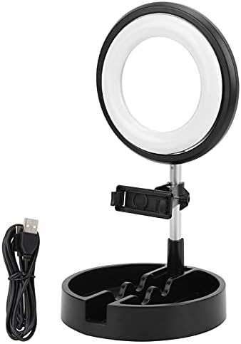 Led заполняющий лампа, Сгъваема Регулируема Настолна лампа за запис на видео с Огледало за грим и скоба за телефон, за създаване на селфи-видео