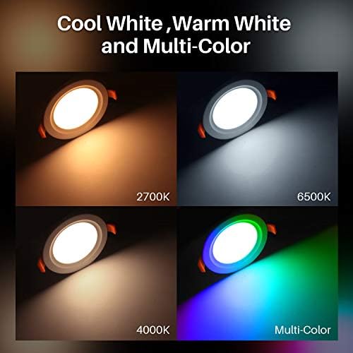 Peteme Led-вградени лампа, 4 инча, 2 комплекта, умен лампа RGBCW 10 W 800лм, студен и топло Бял, се регулира с помощта на J-Box,