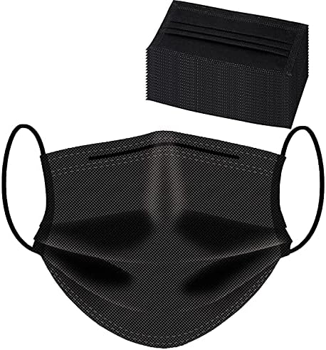 500 Бр Черна Еднократна маска за лице (100шт / кутия) 3-Слойная Защита Произведено в САЩ (500)