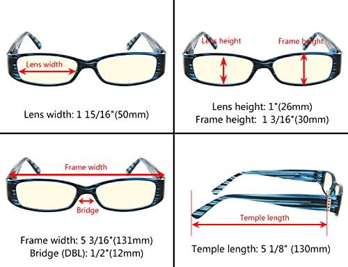 Ридеры Eyekepper 6 в опаковка Spring Temple Включват Очила за четене, Компютърни Очила с натурални австрийски кристали, Дамски