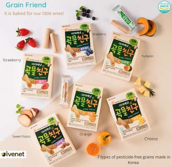 Ivenet Bebe Grain Friends for 9m + (оранжево) (5 г х 8 бр) 40 г - питателна закуска тип Пальчиковое храна, която бебето може лесно да държи