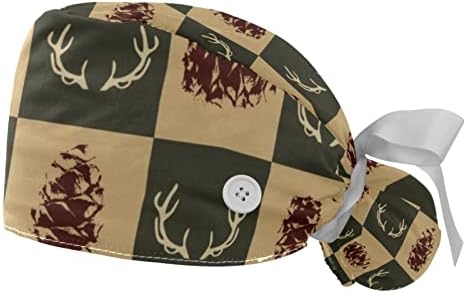 2 Опаковане на Работни шапки за еднократна употреба с пуговицей и тренировъчната лента, с Геометричен Модел на Дъга, Регулируеми