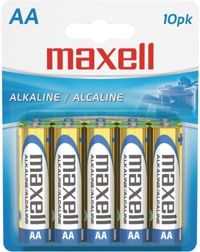 Maxell 723410P, Готова за работа, дълъг живот и надеждна алкална батерия AA Cell 10 в опаковка с висока съвместимост, златни