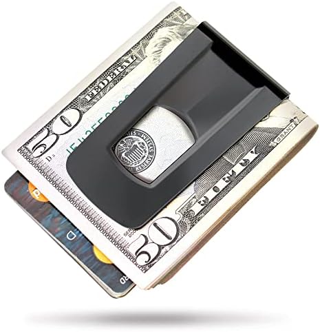 Скоба за пари The Tightwad - Изчистен Тънък портфейл за мъже - Държач за кредитни карти в Предния джоб - Метални малки мъжки портфейли