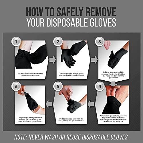 Ръкавици GIMO Черни за Еднократна употреба 5-миллиметровые без нитрилового латекс и прах, брой 100, Текстурирани, За механична