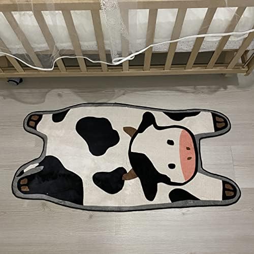 Килимче за детската стая с краве мат, Мек и Дебел килим за детска стая, Подложка във формата на Крава, за декор на фермерска къща (1,3x2,6 фута)