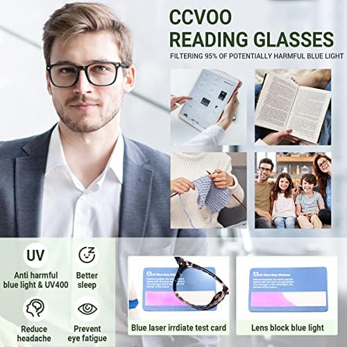 CCVOO, Блокер Синя светлина Очила За четене, Срещу главоболие/Отблясъци/Напрежение в очите, Компютърни Очила За четене, Дамски/Мъжки
