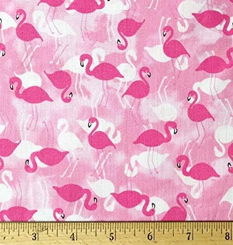 1/2 Ярд - Памучен плат Mini Pink Flamingos (чудесно за капитониране, шиене, занаяти, възглавници и още много други) 1/2 ярд x 44