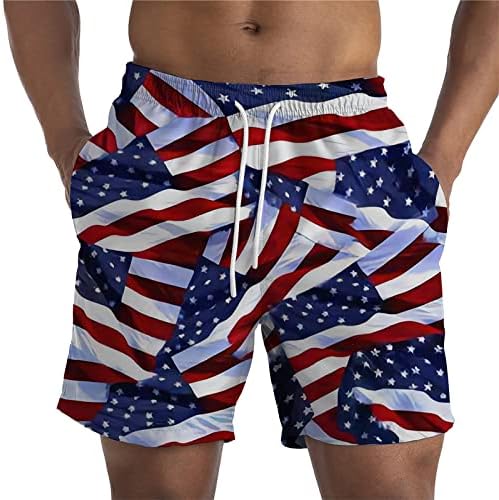 WENKOMG1 Патриотични къси Панталони за мъже, Бански със Звезди и Ивици, Плажни Шорти 4 юли, Панталони с Флага на Деня на Независимостта