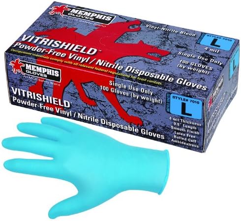 Ръкавици за еднократна употреба MCR Safety 7010S Индустриален клас без нитрил/винил прах с закатанной белезници, Сини, Малки, 1 чифт