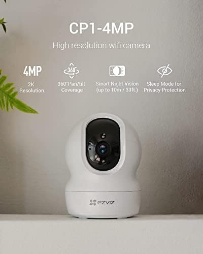 EZVIZ Външна Камера за Сигурност Цветно Нощно Виждане |C3N 2K + Камера за помещения PTZ, Двупосочна Аудио | CP1