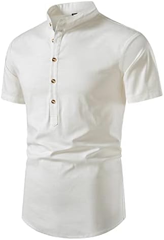Maiyifu-GJ Мъжки Памучен Бельо Тениска с яка, копчета, Плажни Вечерни Тениски в стил Хипи, Летни Обикновена Ежедневни Ризи С