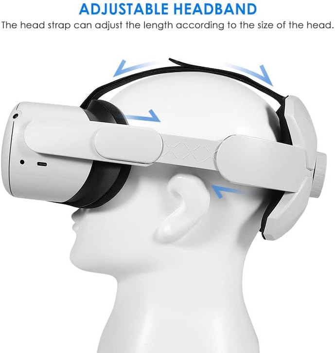 Замяна Регулируеми Слушалки Виртуална реалност Аксесоари за Шлем Oculus Quest 2 с Декомпрессионным колан Повишена подкрепа (Бял)