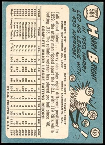 1965 Topps 584 Хари Брайт Чикаго Къбс (Бейзболна картичка) EX Къбс