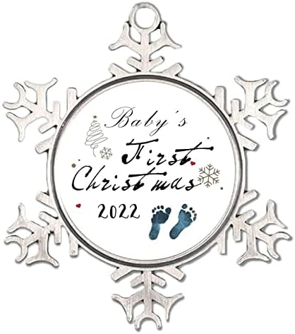 Първата Коледа на бебето 2022 Украса от Снежинки, Отпечатък на Следи Детето Отпечатък на Новородени Бели Украса От Снежинки,