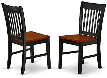 Маса за хранене East West Furniture ANT-BLK-TP от дърво с кръгла плота черешов цвят и черно покритие 36 x 29,5, 36-Инчови трапезни столове
