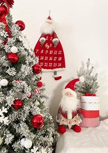 MON AMI Празничен Плюшено Календар за Обратно броене до Коледа в стил Дядо Коледа, монтиран на стената, Коледен Декор, 26 ИНЧА