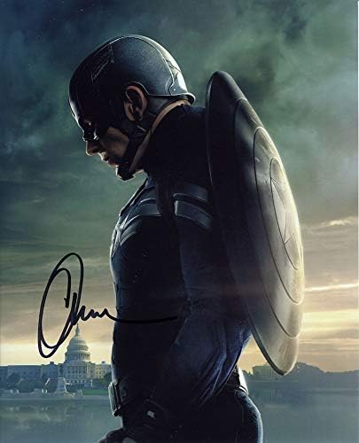 Крис Еванс Отмъстителите Ендшпил Война Безкрайност Капитан Америка 8x10 Инча Снимка С Автограф от Истински 'GA' COA