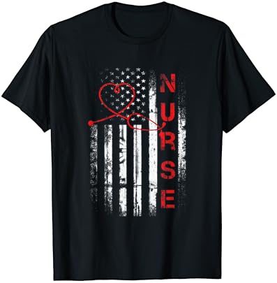 Тениска медицински Сестри с Патриотичен Американския Флаг на САЩ Registered медицинска сестра
