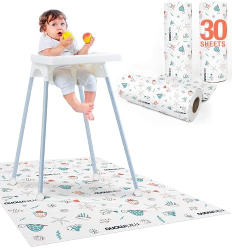 Детски мат Minimono за защита от пръски под стульчиком за хранене - 30 бр Еднократна употреба и непромокаеми постелки от спрей - 40