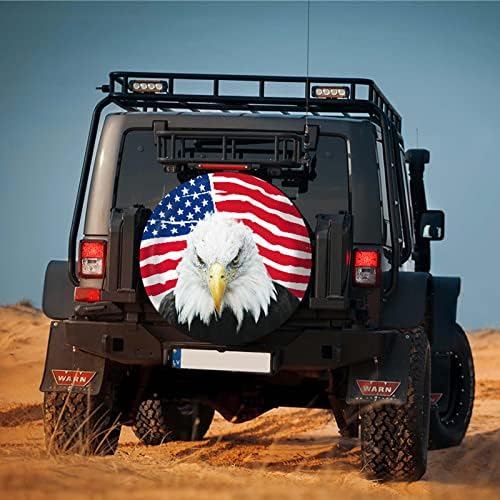 YZ-MAMU Калъф за Резервна гума с Флага на Американския Орел от Полиестер Универсални Непромокаеми Покривала за колелата със