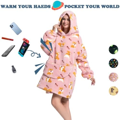 Дамски Hoody с качулка BROTOARD Wearable Blanket Hoodie Oversize с ръкави и джоб, Един размер