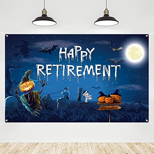 Украса за парти в чест на пенсиониране Crenics, Банер Happy пенсиониране на Хелоуин, Забавен Фон за пенсиониране на Хелоуин, Аксесоари