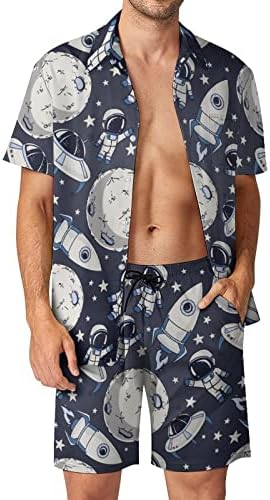 Астронавтите и на Планетата Мъжки Хавайски Комплект от 2 теми, Ризи с къс ръкав Копчета, Плажни Панталони на Свободния Намаляване,