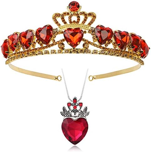 Кралско Колие с Червено Сърце Evey и Златна Диадема Принцеса, Прическа Потомци, Бижутериен Набор от Кралицата на Сърцата, Бижута