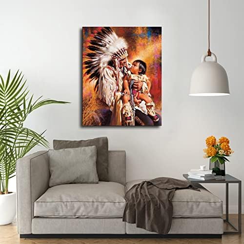 Плакати и Щампи с участието на индианско племе и Момче, Стенни Художествени Картини за Всекидневната, Интериор на Спални, Пещера,