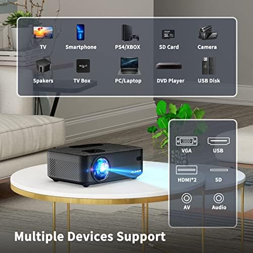 Проектор, Wi-Fi, Шрайбпроектор VILINICE 7500L Mini Bluetooth, Преносим Проектор за телефон с wi-огледален дисплей, поддържа 1080P резолюция