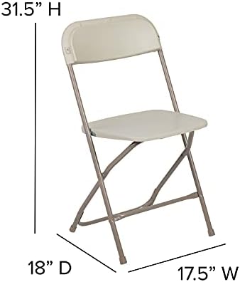 Пластмасов сгъваем стол от серията Flash Furniture Херкулес - Бежово - 4 опаковки 650 паунда тегло, Удобен стол за провеждане на събития