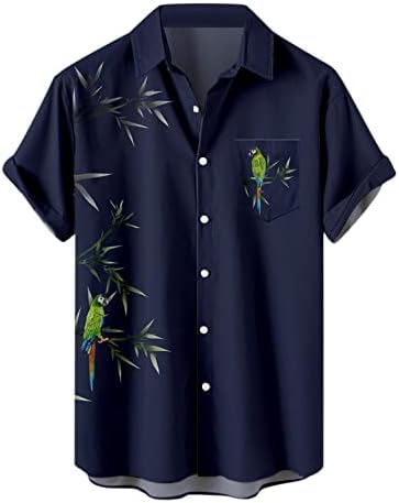 Мъжка Тениска, за Мъже Ретро Риза За Боулинг и Копчета на 50-те години В Стил Рок, Тропически Върхове, Лагерная Риза В Кубински Стил