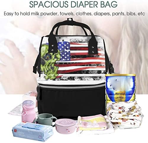 Раница-чанта за памперси с черепа на американското, Многофункционална Детска Чанта, Чанта за памперси за бременни, по-Голям Капацитет,