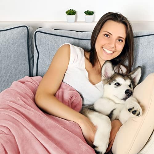 Водонепроницаемое одеало за домашни любимци – Двупосочен Розово каре Защитава диван, кола, легло от проливи, петна или Кожа – Одеяла за кучета