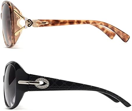 JM Класически Бифокални Очила за Четене, Дамски Очила с Защита от Uv, Улични Черепаховые и Черни + 4.0