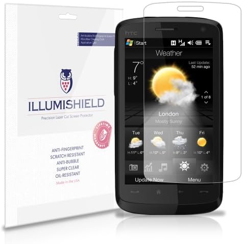 Защитно фолио ILLUMISHIELD, съвместима с HTC Touch HD (T828X) (3 опаковки), Защитно фолио Clear HD Shield за предпазване от мехурчета и пръстови
