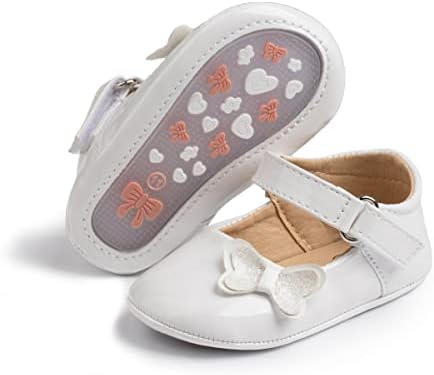 Babelvit/Сватбени Модела обувки на Принцесата на равна подметка Премиум-клас с лък Mary Jane за малки момичета, От Изкуствена кожа Гумена