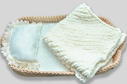 Кошница за свободни MYBASSINET Premium - Кошница ръчно изработени от естествен материал Moses с водоустойчив калъф и одеяло, килимче