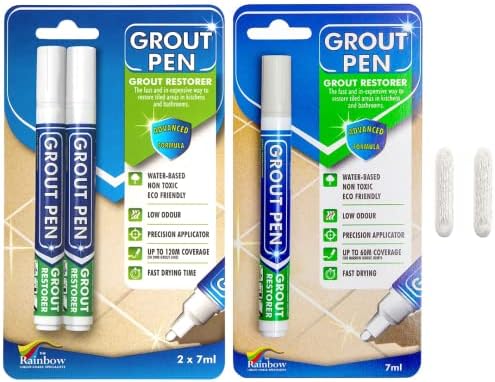Маркер за фугиране на плочки Grout Pen: Зимни Grey 1 опаковка и 2 бели на цвят с допълнителни топчета (тесни, 5 мм) - Водоустойчив