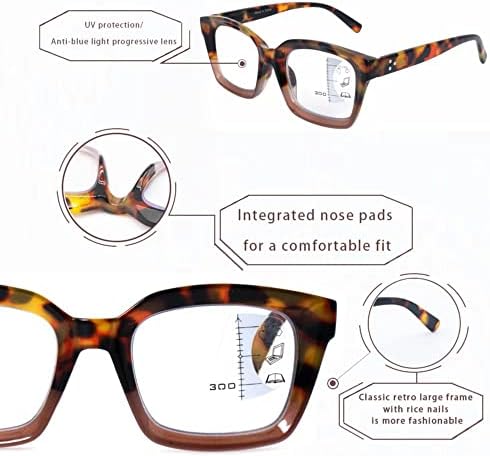 HIYANJN 3 Опаковки Прогресивно Мультифокальных Очила за Четене, за Жени И за Мъже със стил, Опра, Блокер Синя Светлина Пролетта Очила
