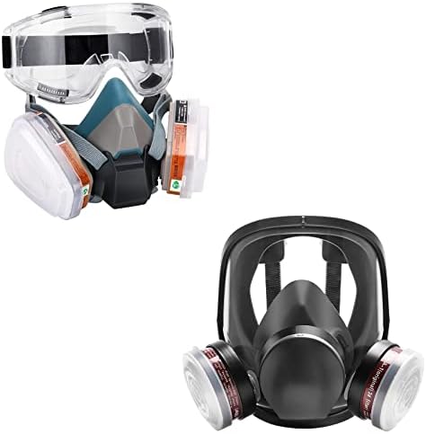 Респираторная маска, за Многократна употреба Противогазы на половината от лицето с двоен филтър от активен въглен и фарове за мъгла